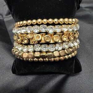 Elegant Gold Beaded Stretch Bracelet Set